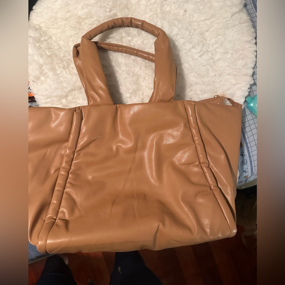 A New Day New Sky Brown Vegan Leather Duffel Large Carry-All Purse Bag Target
